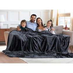 Huge Flannel Family Blanket by BrylaneHome in Charcoal