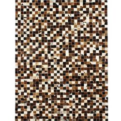 Tappeto pelle riciclata motivo a scacchi marrone 190x290
