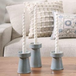 Misty Harbor Ceramic Candleholder, Set Of Three - Grandin Road