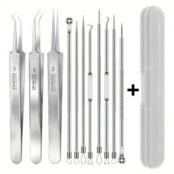 3/5/8Pc Ingrown Hair Tweezers Acne Blackhead Removal Needles Black Dots Cleaner Pore Cleaner Deep Cleansing Face Skin Care Tools