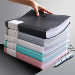 60-Pocket A4 File Folder, Suitable for A4 Size Documents and Papers, PP Material, High Transparency and Waterproof