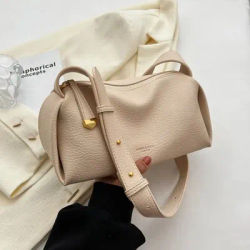 Large Capacity Lichee Pattern Crossbody Bag Solid Color Pillow Bag PU Dumpling Bag Shopping Bag Korean Style Shoulder Bag