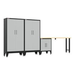 Armadillo Tough Grey 4-Piece Garage Cabinet Set with Levelers