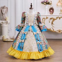 Rococò Steampunk Elegante Maxi Costume da festa Accessori Manica a Campana Principessa Fiocco Retrò Abito da ballo Punteggiato Costume Ragazze Reale Natale Halloween Carnevale Mascherata Ricevimento