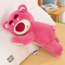 Oreiller en peluche ours Lotso Disney 30cm, jouet en peluche, Design de canapé aux fraises, cadeau mignon pour enfants filles amis Festivals anniversaire