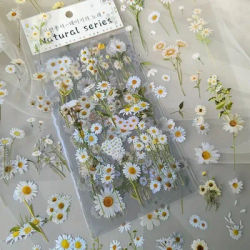 JIANQI 6pcs/pack Transparent PET Stickers Scrapbooking Materials DIY Junk Journal Collage Floral Leaves Plants Decor Stickers