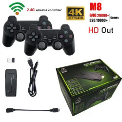 Retro Gaming System 20000+ Classic Games 64GB Dual Wireless 2.4G Controllers 4K HDMI Support PS1/SFC/NES TV PC