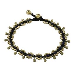 Elegant Rain,'Lapis Lazuli Beaded Anklet with Bells from Thailand'