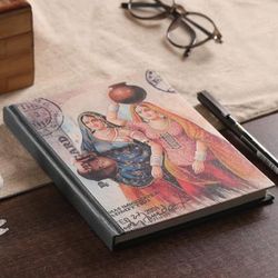 'Indian-Inspired Folk Art 50-Page Handmade Paper Journal'