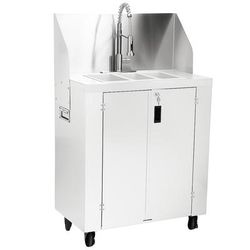 Paragon 4640 51 13/16"H Tripl-E-Sink Portable Sink w/ 5"D Bowl, Hot & Cold Water, White, 120 V