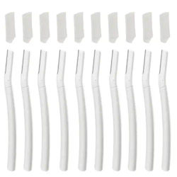 10pcs Milk white Exfoliating Dermaplaning Tool, Face & Eyebrow Razor with Precision Cover- 10 Count | Portable Razor wig tool