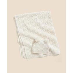 Brooks Brothers Cashmere Baby Blanket & Beanie Gift Set | Cream