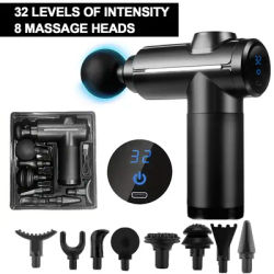 Professional Deep Muscle Relief Massage Gun with 32 Speeds 8 Interchangeable Massage Heads Lcd Display Muscle Soreness Relief