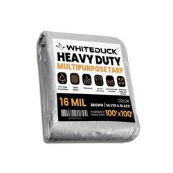 White Duck Super Heavy Duty Poly Tarp Silver/Black 100x100ft PT-100x100-SB