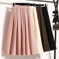 2026 grande taille jupes plissées solide polyvalent longueur moyenne jupe a-ligne Maxi robe couverture automne hiver nouvelle jupe mi-longue