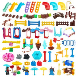 Big Building Blocks Compatible Slide Swing Seesaw Park Playground Series Large Bricks Children Educational Creative Toy Kid Gift