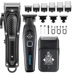 Kemei Cordless Hair Clippers for Men Hair Trimmer Electric Foil Rechargeable Electric Shaver Barber Hair Cutting Grooming Kit