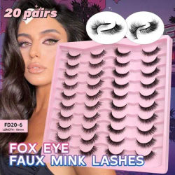 20 pairs of mixed shaped false eyelashes, new cat eye 3D fluffy soft eyelashes, reusable full eyelash extension makeup