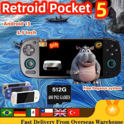 Retroid Pocket 5 Retro Handheld Video Game Console Video Player RP5 5.5 Inch OLED Touch Screen Android13 Wifi Bluetooth PSP PS2