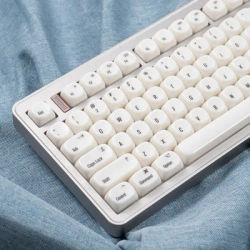 138 Keys Minimalist White Glossy Keycaps MOA profile Keycaps Ceramic texture Round keycaps For MX Mechanical Keyboard