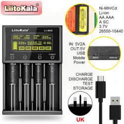LiitoKala Lii-M4 M4S 18650 LCD Display Smart Charger Test Capacity Suitable For 3.7V 26650 18350 21700 18500 1.2V AA AAA 4 Slots