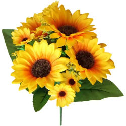 Artificial Sunflower Flowers 13 Heads with Long Real Touch UV Resistant Bouquets Silk Fake Plants Decoration for Outdoor Indoor