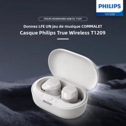 Original Philips TAT1209 véritable sans fil écouteurs Bluetooth 5.3 HiFi stéréo casque de jeu AI micro HD appel réduction du bruit écouteurs