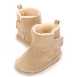 Solid color Winter Cotton Shoes with Velvet Snow Boots 0-1Year Old Baby Boys and Girls Warm Baby Shoes Soft soled Shoes Sneakers