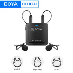 BOYA BY-DM2/BY-DM20 Wired Clip-on Lavalier Lapel Microphone for iPhone Android USB-C Smartphone Live Streaming Audio Recording
