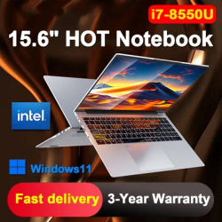 NEW 15.6 Inch Portable Laptop Computer PC Windows 11 Intel Core i7 8550U 32GB 2TB SSD Office Laptops Fingerprint Unlock Notebook
