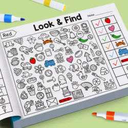 Children's Search for Items Game, Enhance Visual Perception, Fun Coloring Book, Focus and Attention, Handwriting Exercise Book