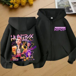 Kpop Demon Hunters Hoodie Children Clothes Kid Girl Boy Hallowmas Sweatshirt Zipper Hoody Baby Casual Tops Zip Up Sweatshirts