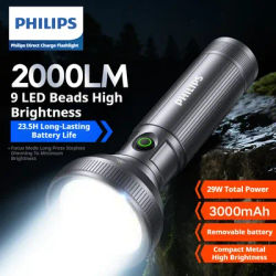 Philips 2025 nouveau SFL6252 2000 Lumen 9 lampe perle lampe de poche type-c Portable et SFL6168 lampes de poche pour l'auto-défense Camping
