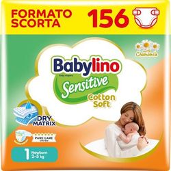 Babylino Sensitive Cotton Soft, Pannolini Neonato Taglia 1, Newborn (2