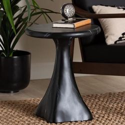 Aponi Marbled Resin End Table by Bali & Pari in Black (Size OS)