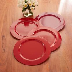 Set of 4, Solid Charger Plates by BrylaneHome in Red