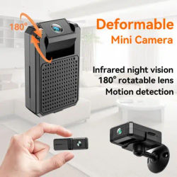 Mini 4K WiFi Security Camera Nanny Cam with 180° Rotating Len 4K Wireless Surveillance No WiFi Recording Motion Detection