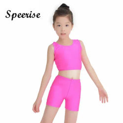Speerise-Haut et short de danse Aqprecious pour filles, ensemble de vêtements de sport, costume de batterie en spandex, olympiques de ballet, 2 pièces