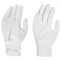 Nike Alpha 2.0 Youth Baseball Batting Gloves White/Silver