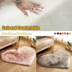 New Long Hair Plush Carpet Fluffy Decorative Carpets Imitation Wool Pad Heart Shaped Carpet Bedroom