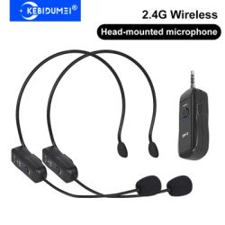 2.4GHz Wireless Lavalier Microphone Head-mounted Microphone Set with Receiver for Amplifier Voice Speaker Teaching Tour Guide