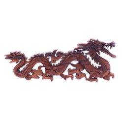 'Baru Klinthing Dragon' - Handmade Suar Wood Relief Panel