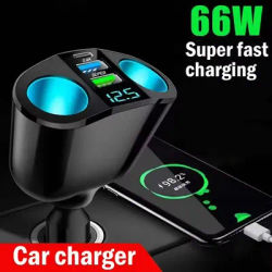 1pcs 120W QC3.0 Car Charger 12V/24V Dual USB Power Adapter Fast Charging Car Lighter Socket For Most Auto Car Accessory
