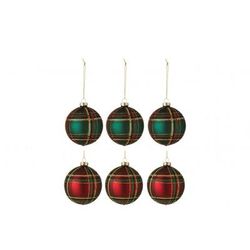 Confezione di 6 ornamenti natalizi in vetro rosso 8x8x8 cm