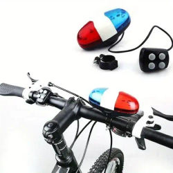 1PCS Bicycle Bell 6 LED 4 Tone Horn Bike Call LED Police Light Electronic Loud Siren Kid Accessories Bike Scooter