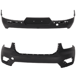 Replacement Bumper Cover Front - Primed, Rear Textured, & Rear, 1-year unlimited-mileage warranty SET-RV01030035P-C