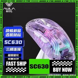 Transparent Gaming Mouse, 3Mode Wireless Bluetooth, Light Sound Mouse With Charging Base For Laptop PC pink Transparent