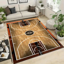 Tapis de zone de conception de terrain de basket-ball-tapis en velours cristal, pour salon, chambre à coucher, salle de jeux ou décor de dortoir