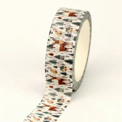 NEW 1PC 10M Cute Deer Trees House Christmas Washi Tape for Scrapbooking Journaling Adhesive Masking Tape Stationery