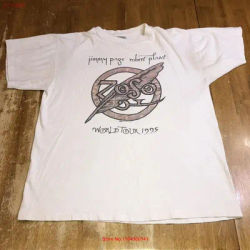 VINTAGE Jimmy Page Robert Plant World Tour 1995 T Shirt Size L Tultex Zoso long or short sleeves